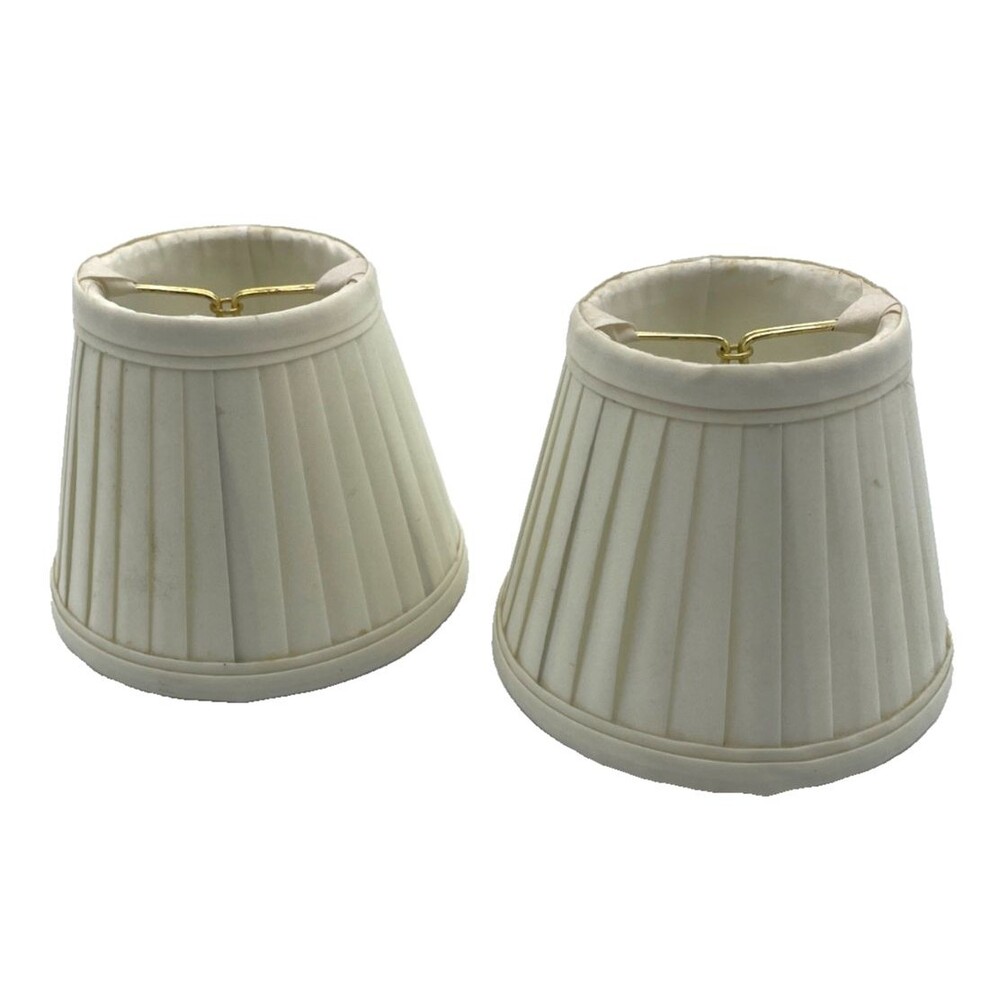 Set of 2 Silk Chandelier Clip On Shades Ivory Pleated Lined 4" Tall